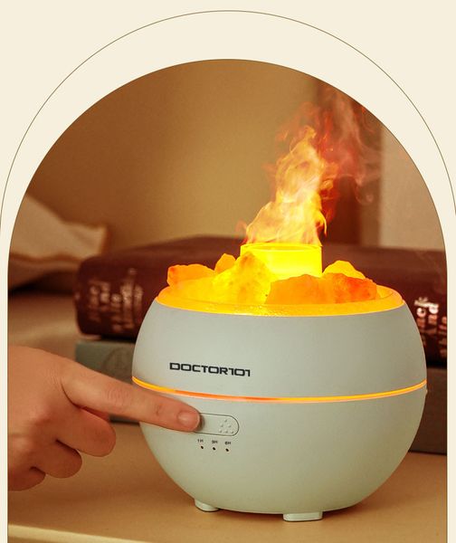 Компактна соляна лампа зі зволожувачем повітря Doctor-101 Half moon з ефектом вогню та теплою підсвіткою 36668 фото