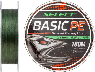 Шнур Select Basic PE Green 150m 0.10mm 10lb/4.8kg Шнур для риболовлі Шнур риболовецький XD_18701821 фото