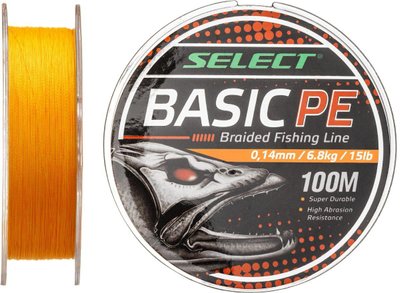 Шнур Select Basic PE Orange 100m 0.10mm 10lb/4.8kg Шнур для риболовлі Шнур риболовецький XD_18702753 фото
