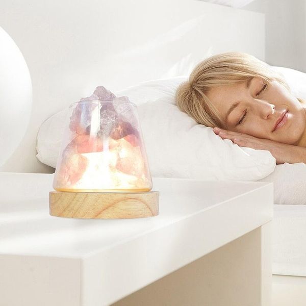 Компактна соляна лампа Doctor-101 Agata. Сольовий світильник нічник із гімалайською сіллю та фіолетовим кварцом. 36674 фото