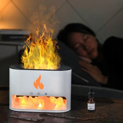 Соляная лампа + Увлажнитель воздуха с эффектом огня Doctor-101 Flame. Ультразвуковой увлажнитель с подсветкой GL-2976 фото