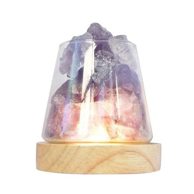 Компактная соляная лампа Doctor-101 Agata. Солевой светильник ночник с гималайской солью и фиолетовым кварцем. GL-6747-p фото