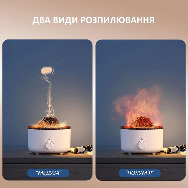 Компактний ультразвуковий зволожувач повітря Doctor-101 Volcano з ефектом вогню та підсвіткою двома кольорами. GL-2310 фото