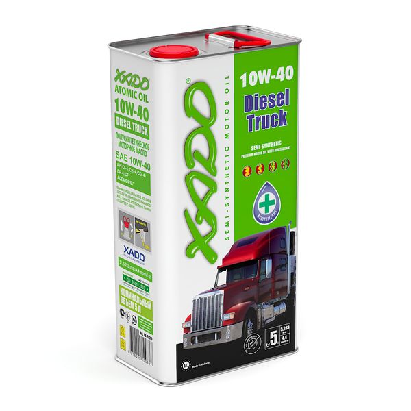 Напівсинтетична олива XADO Atomic Oil 10W-40 Diesel Truck жерстяна банка 5 л xad137 фото