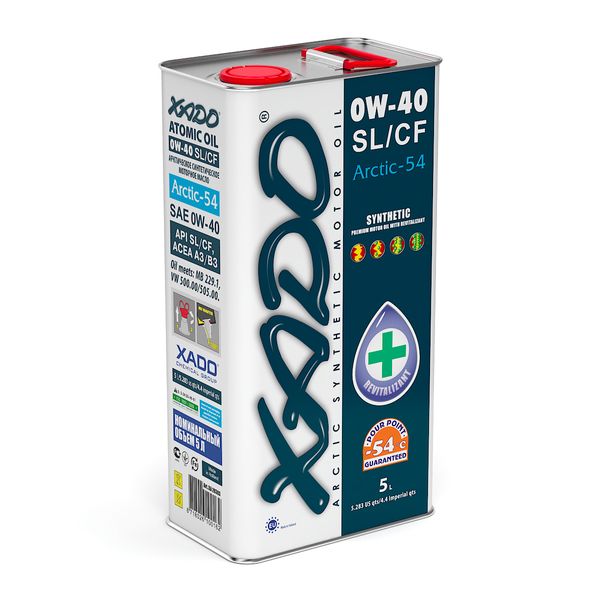 Синтетична олива XADO Atomic Oil 0W-40 SL/CF Arctic-54 жерстяна банка 5 л xad155 фото