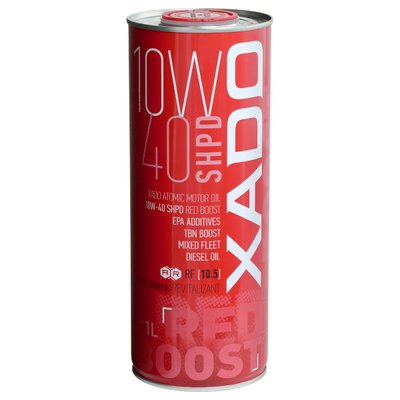 Напівсинтетична олива XADO Atomic Oil 10W-40 SHPD (SL/CI-4) RED BOOST жерстяна банка 1 л xad25 фото