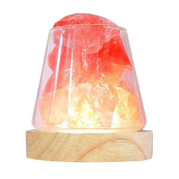 Компактная солевая лампа Doctor-101 Agata. Солевой светильник ночник с гималайской солью и красным кварцем GL-6747-r фото
