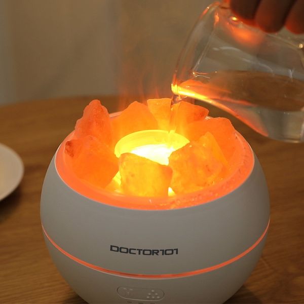 Компактная соляная лампа с увлажнителем воздуха Doctor-101 Half moon с эффектом огня и теплой подсветкой A15 фото