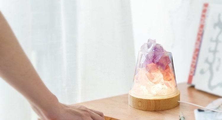 Компактна соляна лампа Doctor-101 Agata. Сольовий світильник нічник із гімалайською сіллю та фіолетовим кварцом. GL-6747-p фото
