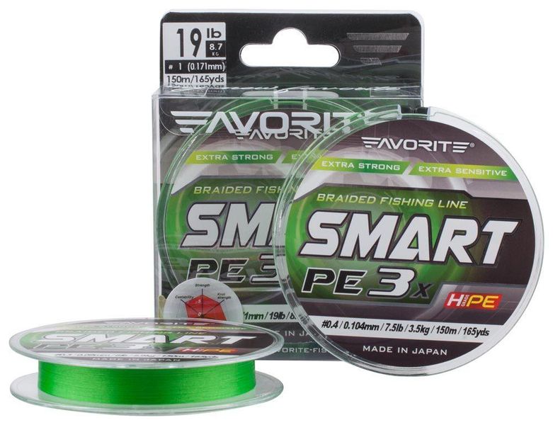 Шнур Favorite Smart PE 3x 150м (l.green) #0.6/0.132 mm 12lb/5.4 кг Шнур для риболовлі Шнур риболовецький XD_16931066 фото